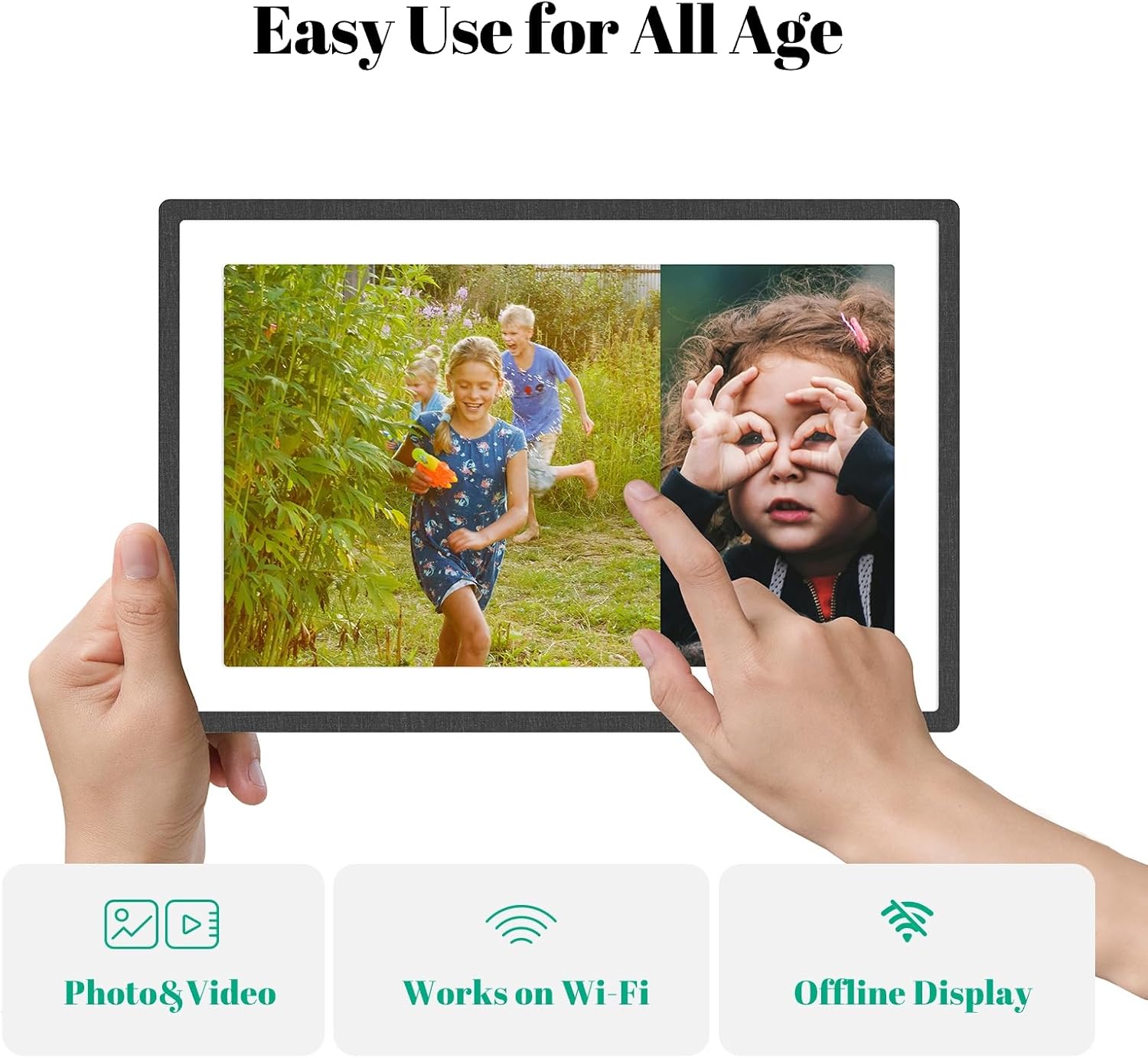 Pexar by Lexar Digital Picture Frame, 10.1 inch Touch Screen Ultimate Clarity, Anti-Glare Stunning Under Lighting, WiFi Photo Frame 32GB for Home Decor, Gifting, Share Photos/Videos via APP