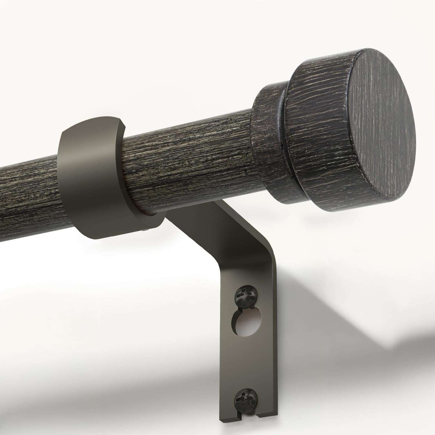 Black walnut wood Grain Curtain Rods for Windows 72 to 144 Inches 1" Diameter Heavy Duty Window Curtain Rod Adjustable with Solid Finials for Living Room Bedroom Kitchen Farmhouse Outdoor