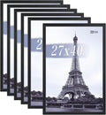 VCK 27x40 Poster Frames Black Set of 6, Wide Border Wood Picture Frame, Multi-Directional Display Family Photos, Office Prints, Studio/Gallery Art, Woodgrain Series, Wall Hanging