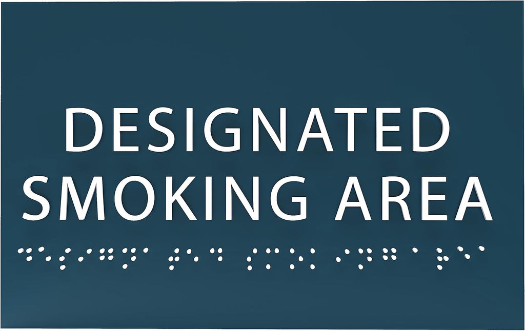 6" X4" Designated Smoking Area Sign - ADA Compliant Tactile Graphics Grade 2 Braille Text | Smoking Permitted Wall Signs for Offices, Private Businesses, Schools, and Restaurants