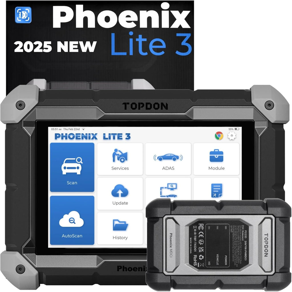 TOPDON Phoenix Lite 3, 2025 Upgraded Scanner of Lite 2, Bidirectional Scan Tool with CAN-FD, Car Scanner Diagnostic Tool, 35+ Maintenance Resets, Topology Mapping, ECU Coding, FCA Autoauth