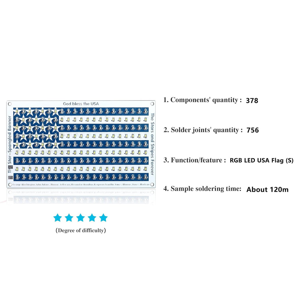SMD Practice Kit Soldering Skill Training Project,Yidab SMT Electronic Components DIY Kit American Flag 6.8X10.8cm (03XGQ01)