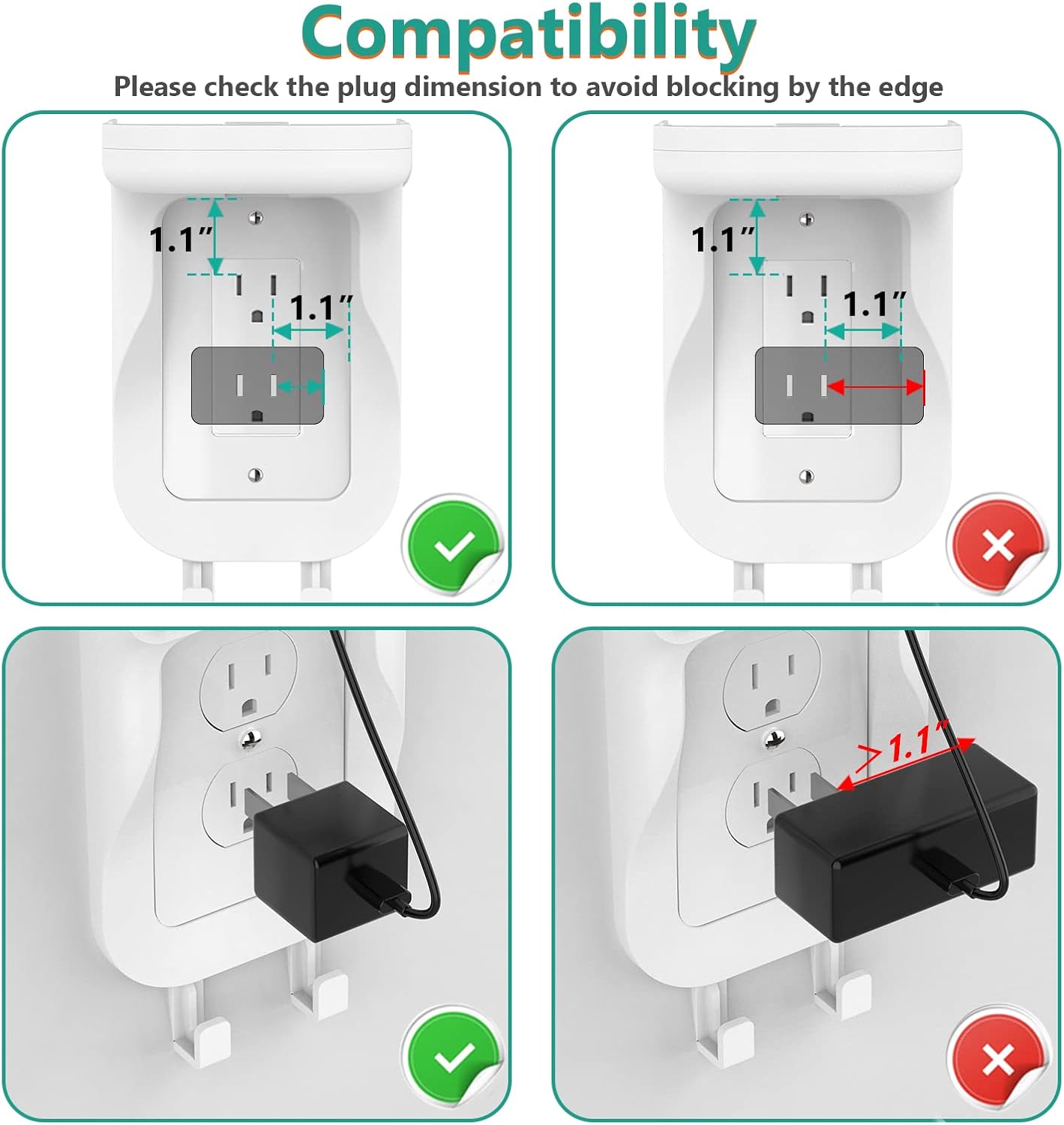 WALI Outlet Shelf Wall Holder, Fit for Duplex GFCI Decorative Outlet Shell A Space Saving for Smart Home, Speaker Mounts up to 20lbs with Cable Management (OSH002-W), White