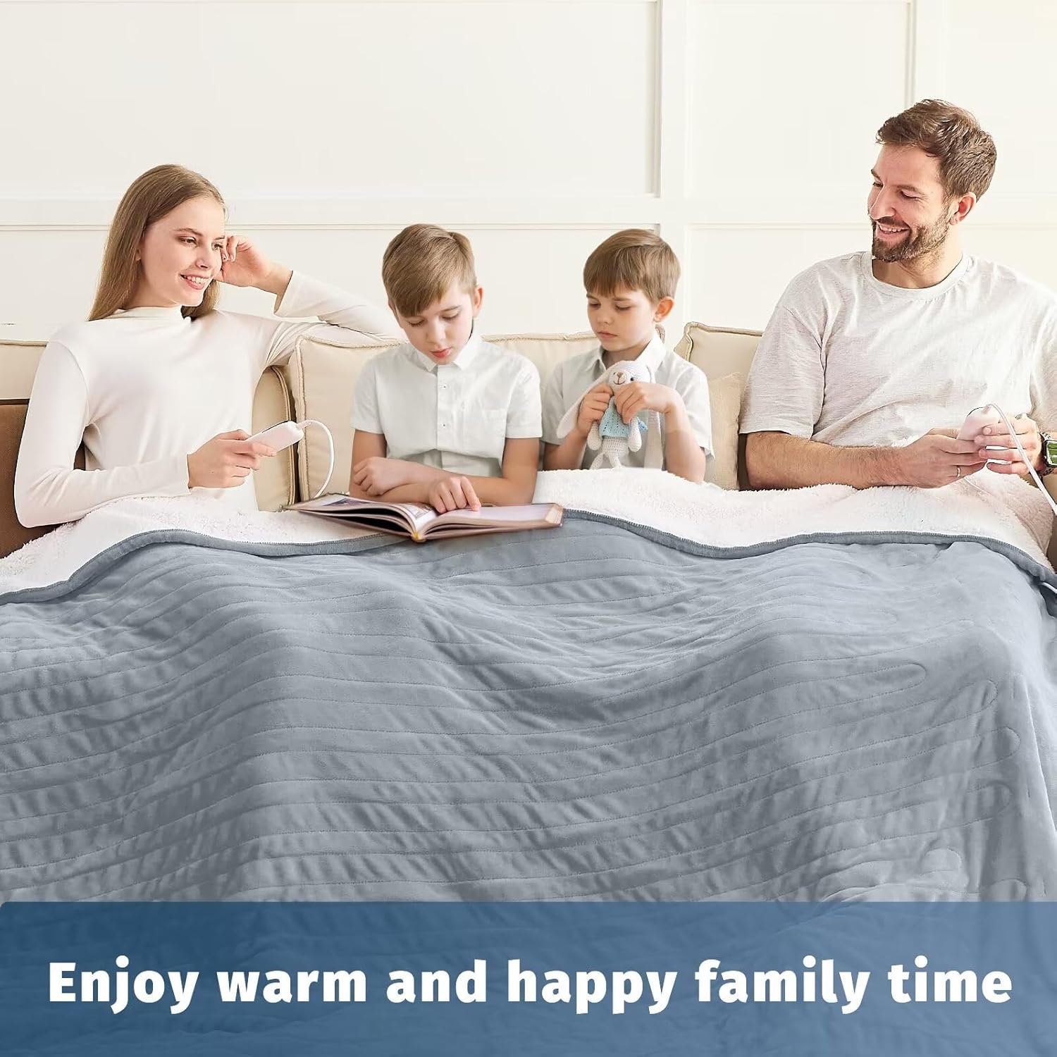 Heated Electric Blanket King Size - 90" x 100" Heating Blanket with Dual Control, 10 Heating Levels & 8 Hours Auto Off, Soft Warm Flannel Blanket, Christmas Birthday Gifts for Senior Grandma