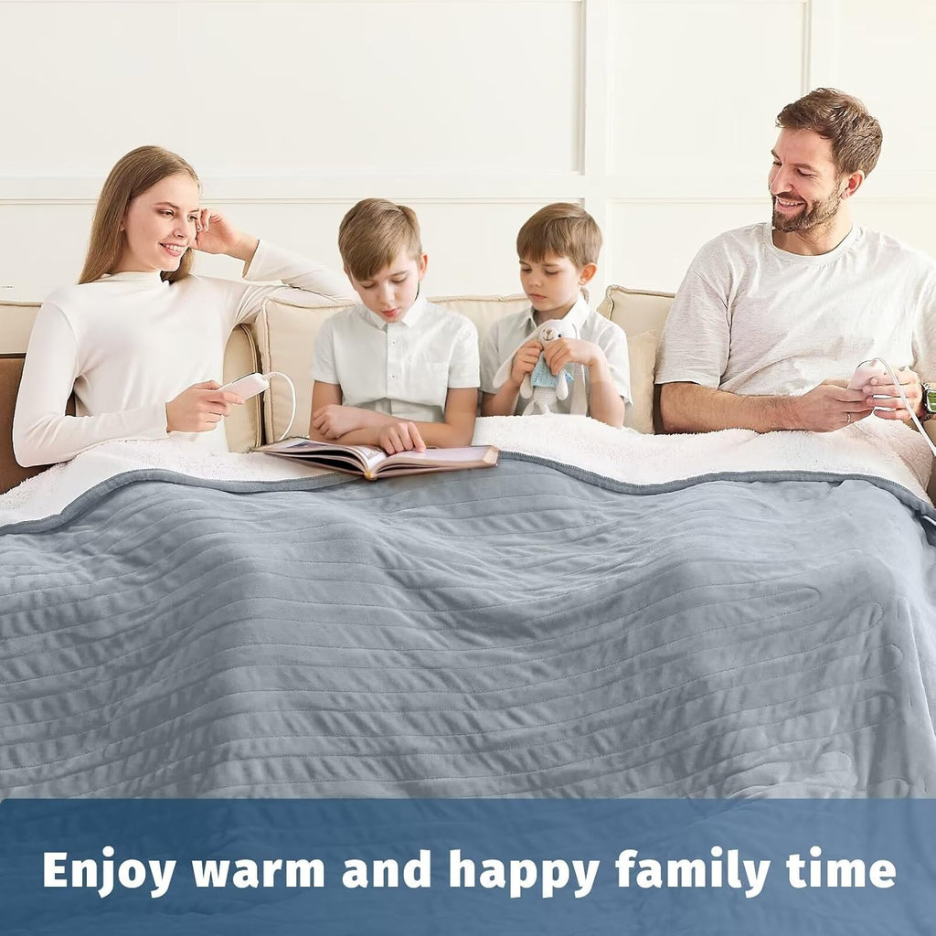 Heated Electric Blanket Queen Size - 84" x 90" Heating Blanket with Dual Control, 10 Heating Levels & 8 Hours Auto Off, Soft Warm Flannel Blanket, Christmas Birthday Gifts for Senior Grandma