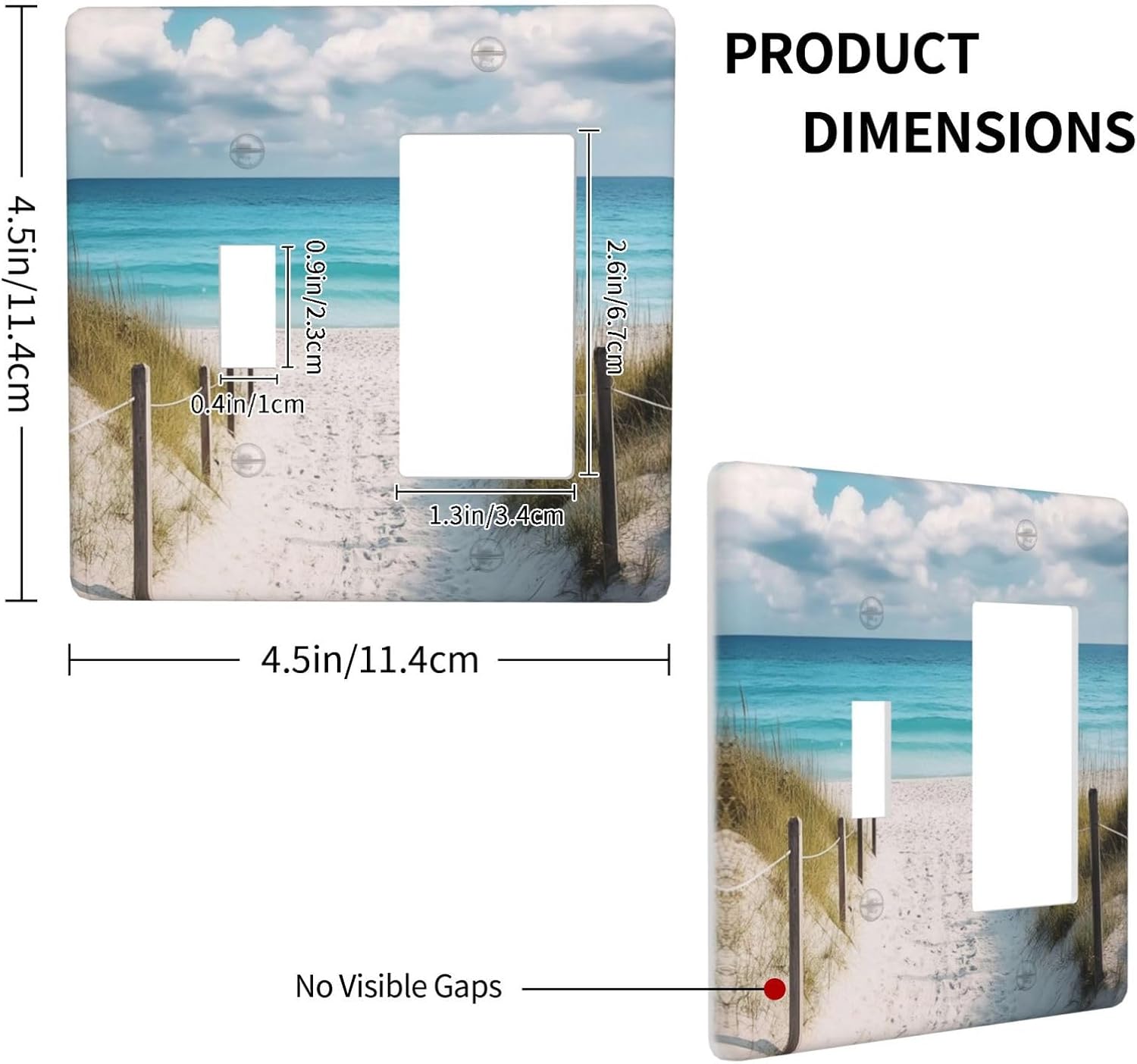 Decorative Outlet Covers Coastal Beach Ocean Seaside View 2 Gang Light Switch Cover Plate Single Toggle 1 Rocker Wall Plates for Electrical Outlets Switch Plate Covers for Bedroom Home Decor