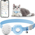 Cat GPS Tracker, Waterproof Pet Tracker for Cats, Cat GPS Tracker Collar with Safety Elastic Buckle, Works with Any Collar,Compatible with Apple Find My App (Only iOS), No Monthly Fee, Blue