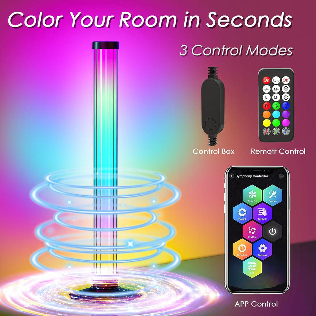 360° Smart Light Bar, Crystal Ambient Mood Light with 16 Million Colors, 213 Preset & 8 Scene Modes, Music Sync, Sound Active, 3 Modes Control RGB & IC Colorful Backlight for TV/Monitor/Gaming/Room