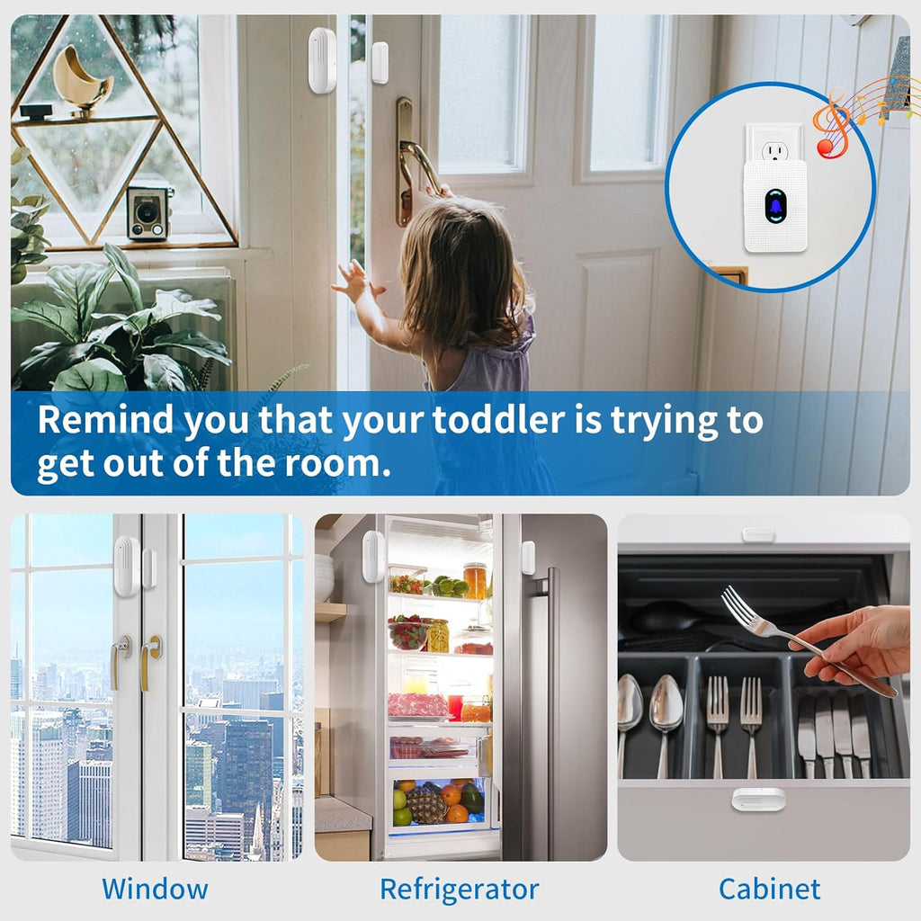 Daytech Wireless Door Chime Alarm System - 800ft Range, 20 Melodies, 5 Volume Levels, LED Alert with 2 Sensors + 1 Receiver for Home, Business, Office & Store Security