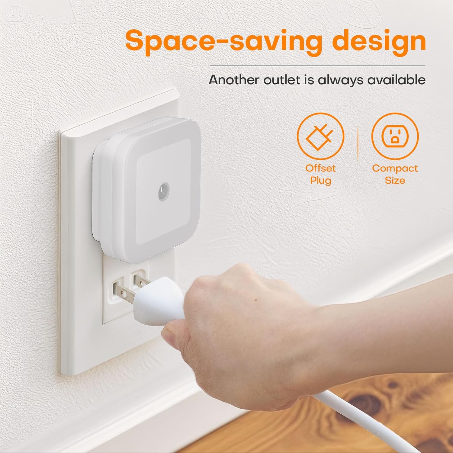 Night Light, 0.5W Daylight White LED Plug-in Night Light with Dusk to Dawn Sensor, Pack of 6 - Designed for Kids Room,Bedroom, Bathroom, Stairs, Kitchen