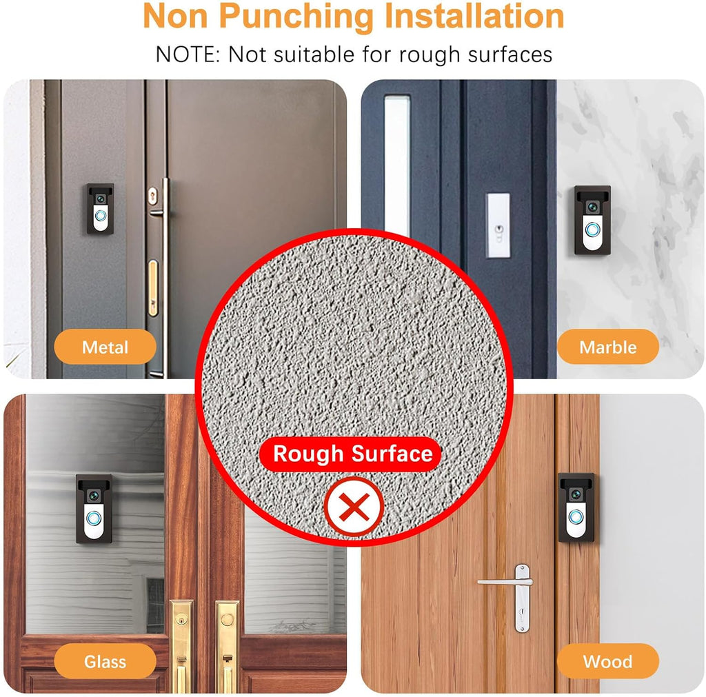 No Drill Adhesive Video Doorbell Mount Compatible for Ring/Blink Video Doorbell, Not Block Doorbell Sensor, QIBOX Anti-Theft Camera Mount Bracket Cover Holder