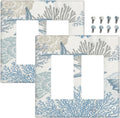 Decorative Outlet Covers Blue Starfish Coral Seaweed 2 Gang Light Switch Cover Plate Double Rocker Wall Plate Switch Plate Covers Faceplate for Bathroom Bedroom Decor （2 Pack）