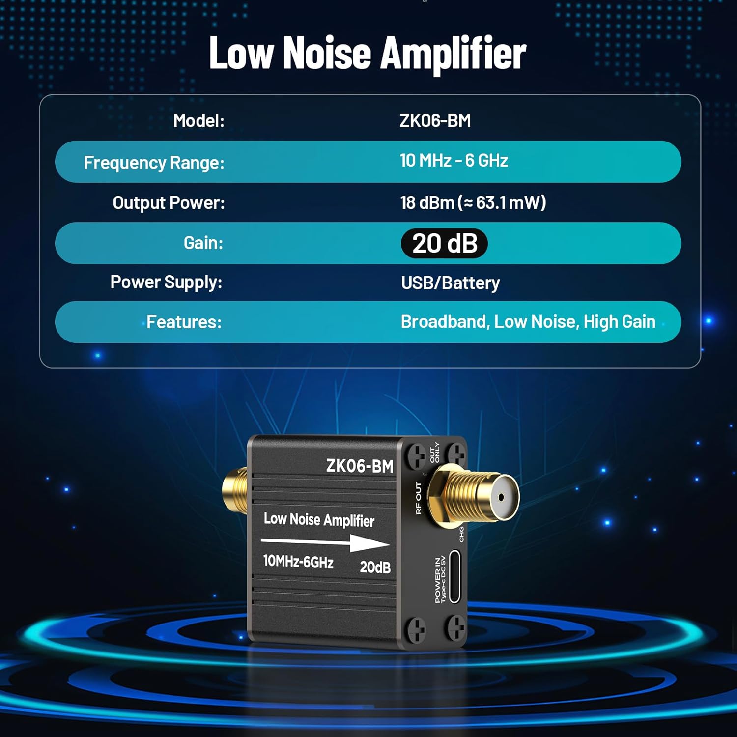 SeeSii TinySA Ultra Spectrum Analyzer with ZK06-20dB Low Noise Amplifier, 4.0 Inch 100kHz to 5.3GHz Handheld Tiny Frequency Analyzer with 32Gb Card,100kHz to 800MHz MF/HF/VHF UHF Input