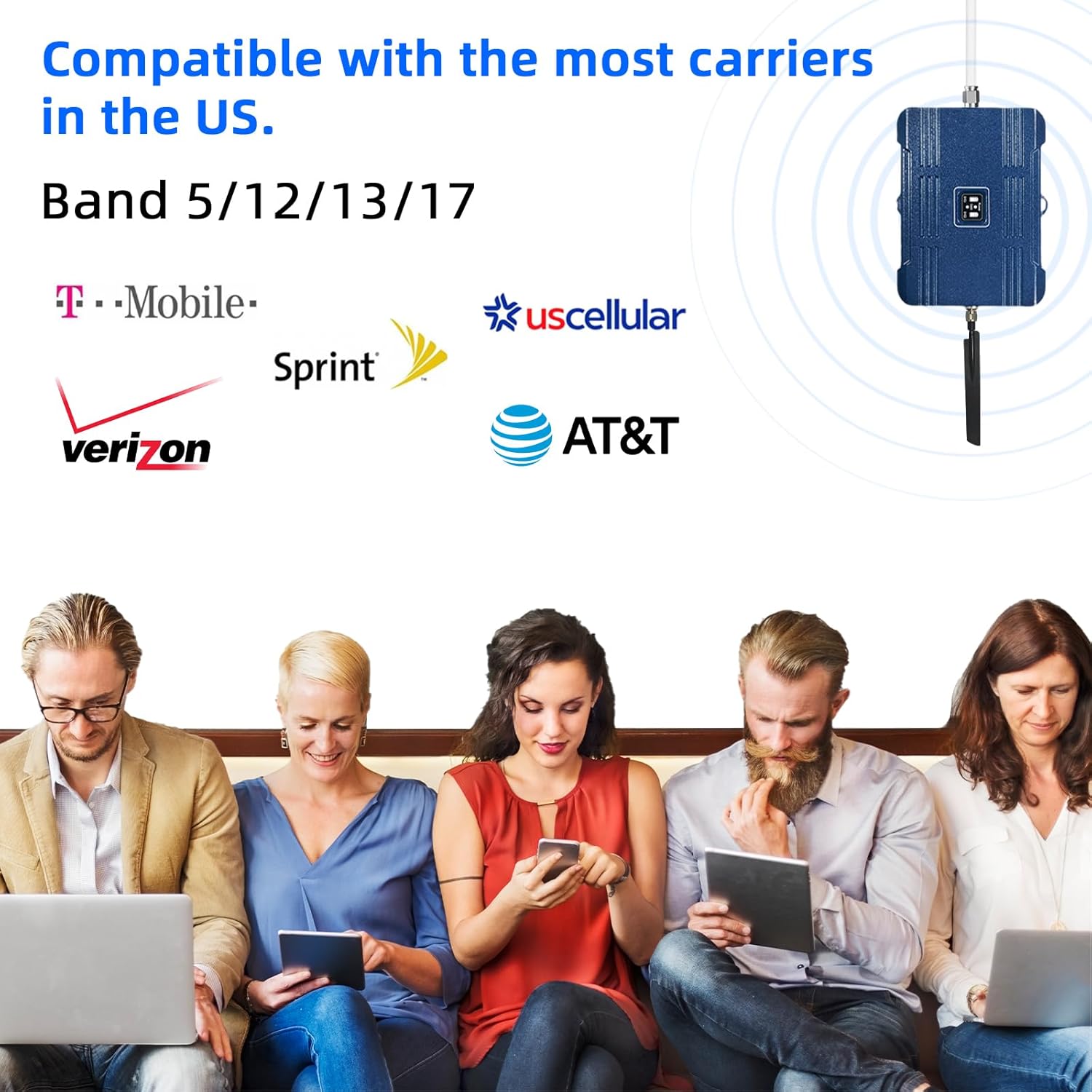 Cell Phone Booster for Home, Up to 2500 Sq.Ft, Cell Phone Signal Booster for Band 5/12/13/17,Boost 5G 4G LTE 3G Data for All U.S. Carriers, FCC Approved (Blue)