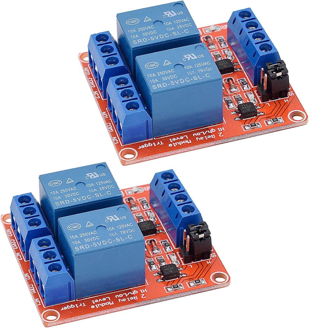 [2-Pack] DC 5V Relay Module 2-Channel Relay Switch with Optocoupler Isolation High/Low Level Trigger