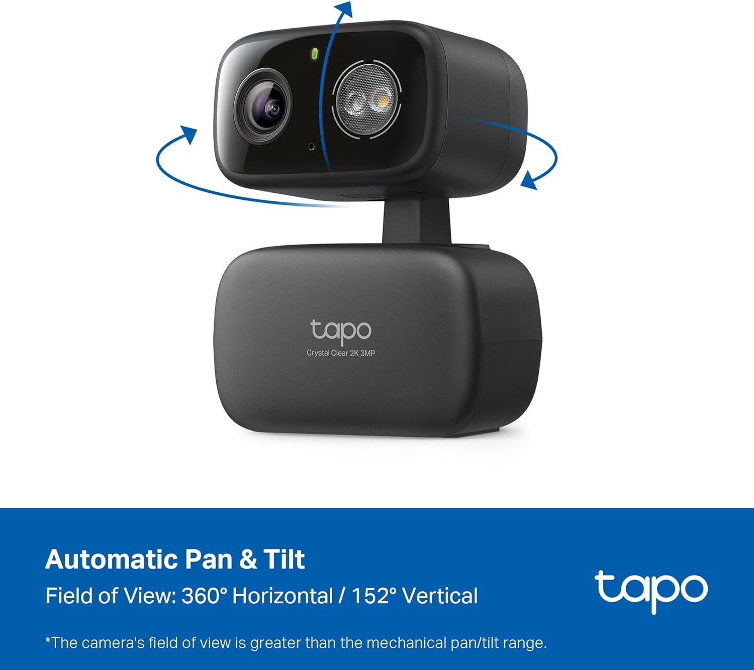 Tapo 2K 3MP Pan/Tilt Indoor/Outdoor Security Camera, Free Person/Baby Cry Detect & Motion Track, 360° View, Color Night Vision, SD/Cloud Storage, Works w/Alexa & Google Assistant, HybridCam 360