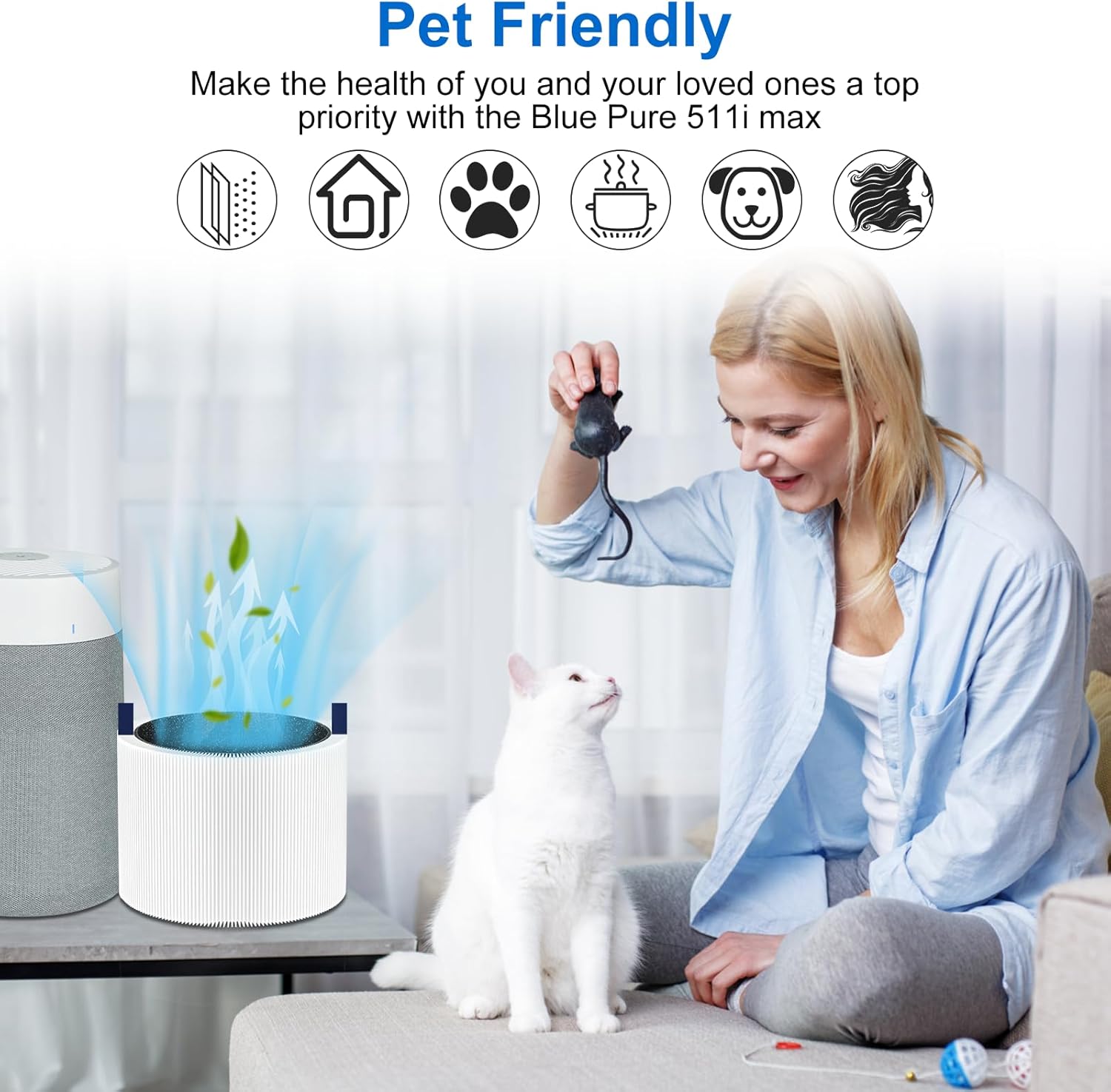 511i Max Filter Replacement Compatible with Blueair Blue Pure F5MAX, Blue Pure 511i Max Air Purifier, Silent Air Cleaner,Activated Carbon Filter, 2Packs