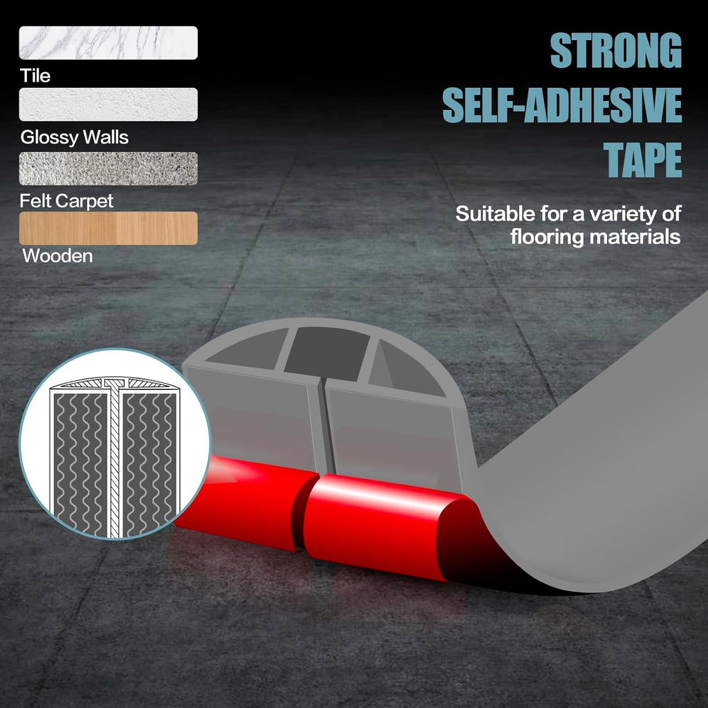 Floor Cord Cover Self Adhesive Cord Hider,10FT Cable Management, Extension Strip Protector for Wires, Prevent Cable Trips for Offices, Gyms, Exhibitions Cavity:0.47"(W) x 0.35"(H) Gray