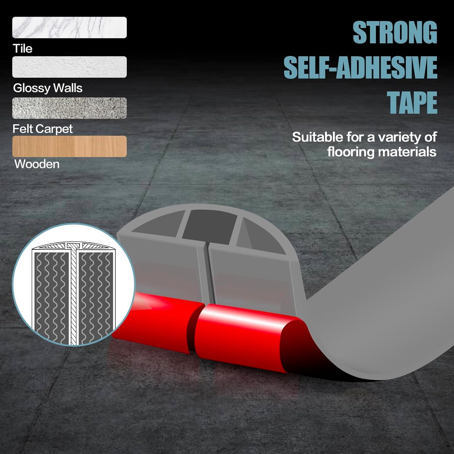 Floor Cord Cover Self Adhesive Cord Hider,20FT Cable Management, Extension Strip Protector for Wires, Prevent Cable Trips for Offices, Gyms, Exhibitions Cavity:0.39"(W) x 0.27"(H) Gray