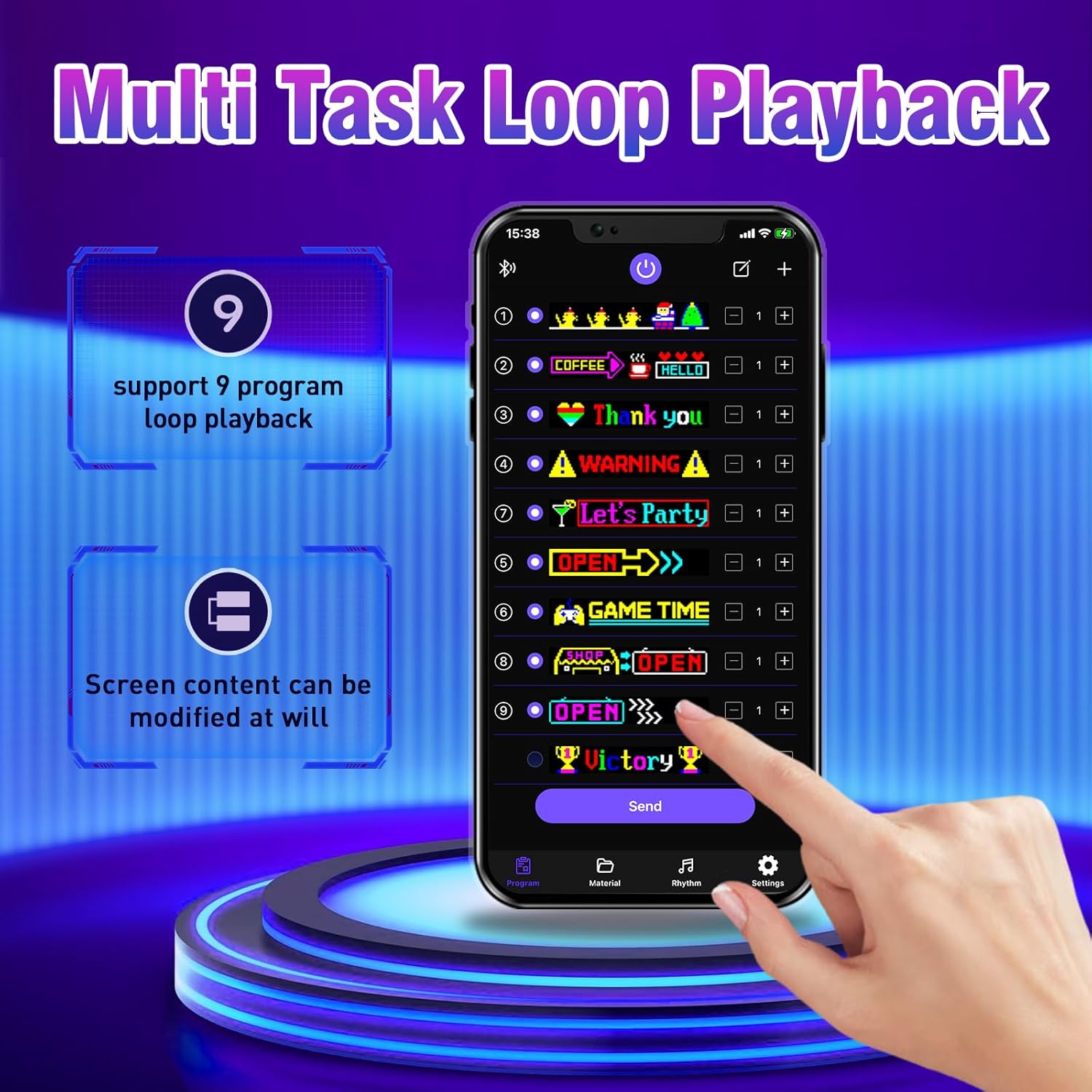 GOTUS Programmable LED Sign,LED Sign for Business,Bluetooth APP Control,DIY Design Text, Patterns, Animations