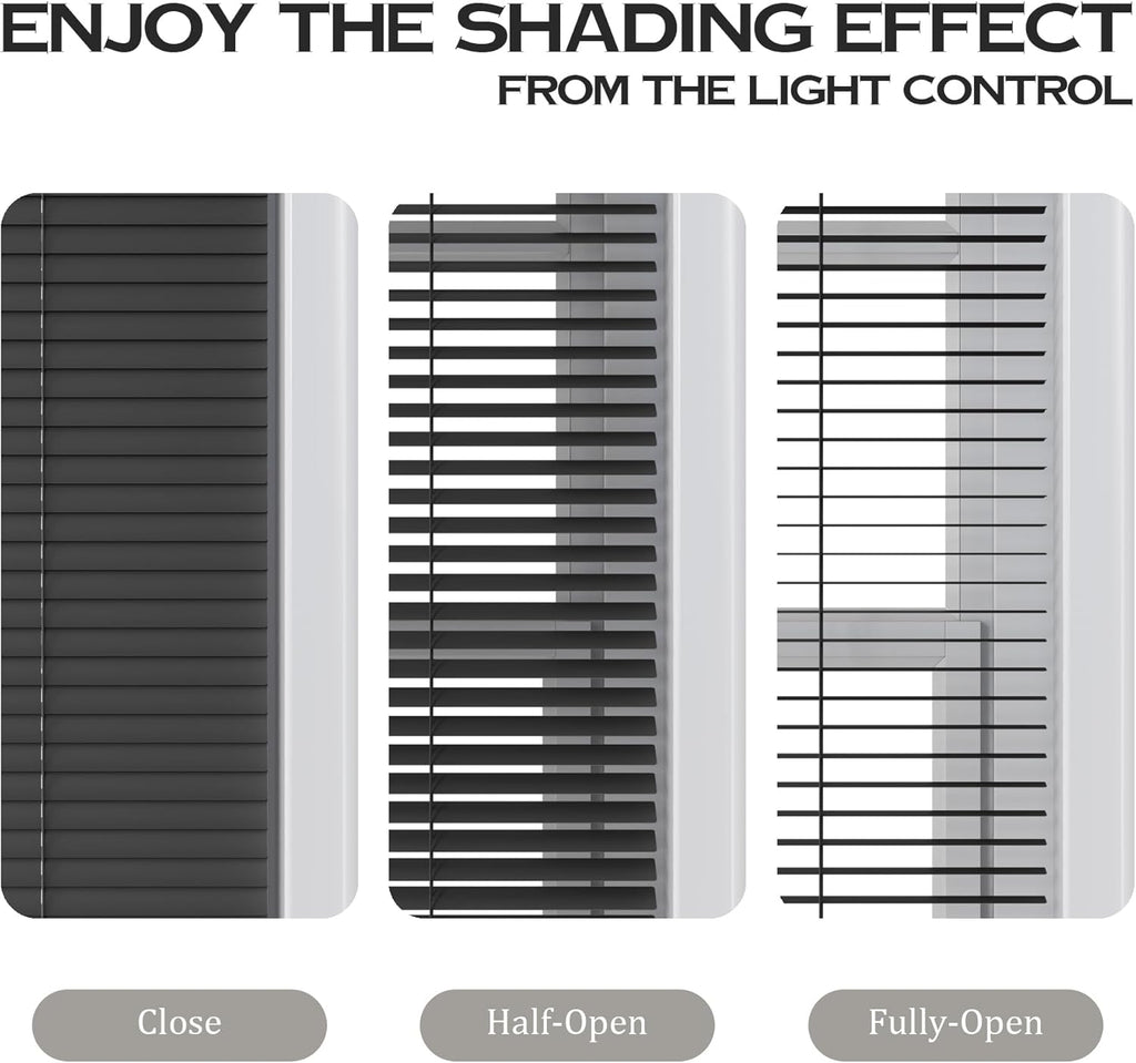 Motorized Cordless Aluminum Blinds with Remote, Automatic Room Darkening Horizontal Blinds for Indoor Windows, Light Adjustment Waterproof Blinds, Customized for Home Office, Black