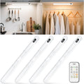 WILLED Under Cabinet & Closet Lights with Remote, Motion Sensor, Rechargeable, Magnetic, 3 Color Temps, Dimmable LED Light Bar for Indoor Kitchen Counter (4 Pack, White)