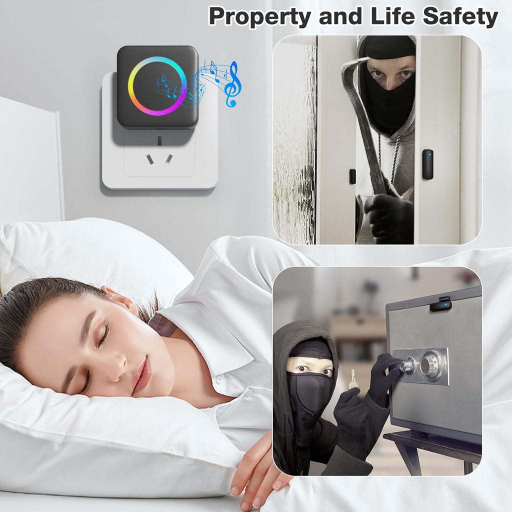 Door Sensor, Satisure Wireless Door Sensor Chime When Door Opens, Door Entry Alarm Chime for Business/Home/Kids, Door Alarm Door Ringer Alert (2 Chimes+2 Sensors)