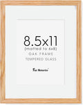 8.5x11 Picture Frame, Oak Wood Frame 8.5 x 11, 8.5 by 11 Wood Frames with Glass, 8.5x11 Matted frame for 6x8, Real Wood 8.5"x11" Photo Frame with Stand, Natural Oak Color, 1 Pack