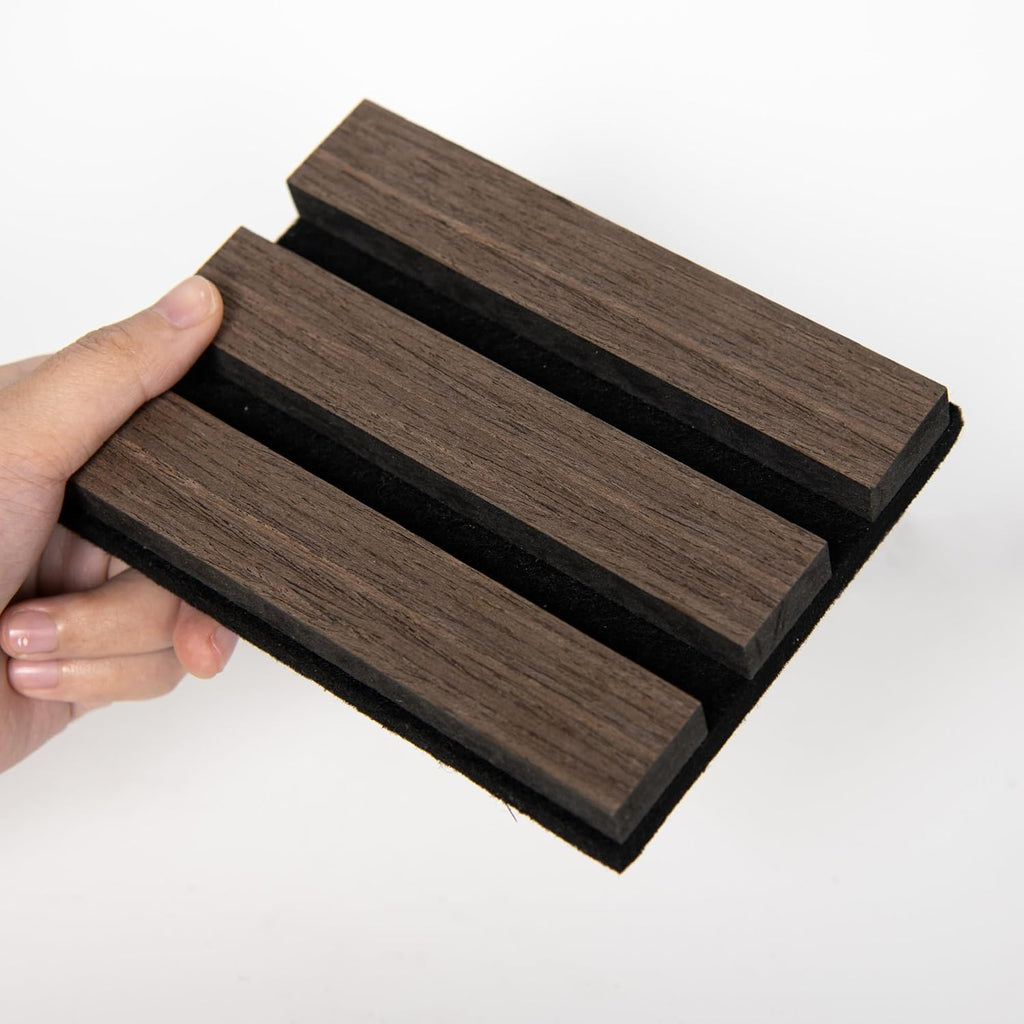Sample Wood Salt Acoustic Wall Panels, Soundproof Wooden Wall Panels, 3D Fluted Sound Absorbing Panel, Natural Walnut, Sample Pack