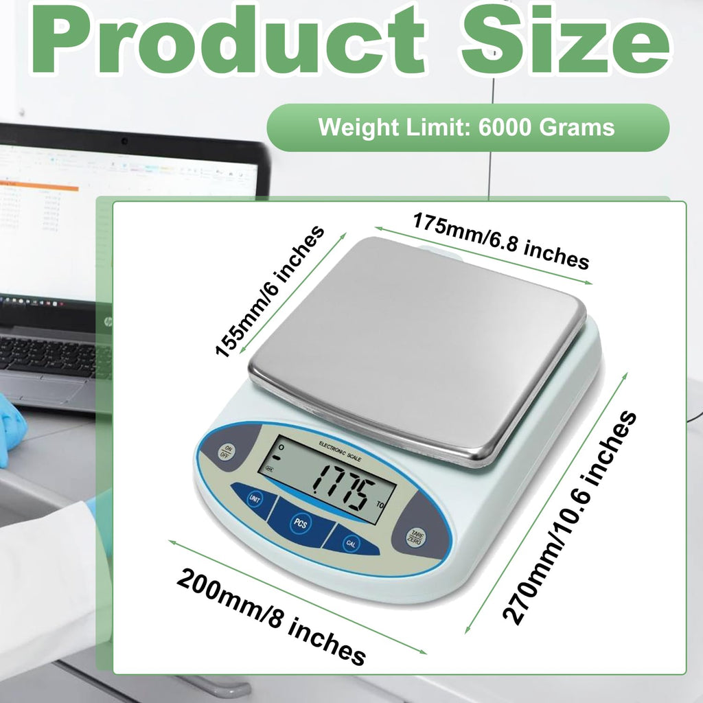 Lab Scale 6000g x 0.01g Accuracy 0.01 High Precision Electronic Analytical Balance Laboratory Precision Scale Digital Kitchen Balance Scale Jewelry Scale Scientific Scale