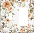 Outlet Covers Vintage Warm Color Orange Flowers And Leaves 1 Toggle 1 Rocker Combination Decorative Wall Plate Electrical Switch Plates Light Switch Cover Plate for Bedroom living Room