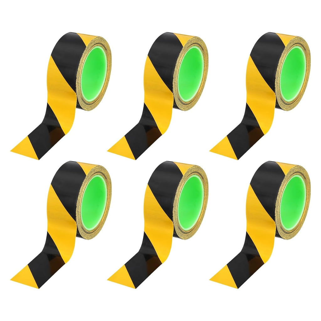 PATIKIL Floor Marking Tape 2 Inch x 110 Ft, 6 Pcs Self-Adhesive Warning Safety Tape Caution Stripe for Walls Floors Pipes Equipment Outdoor, Black/Yellow