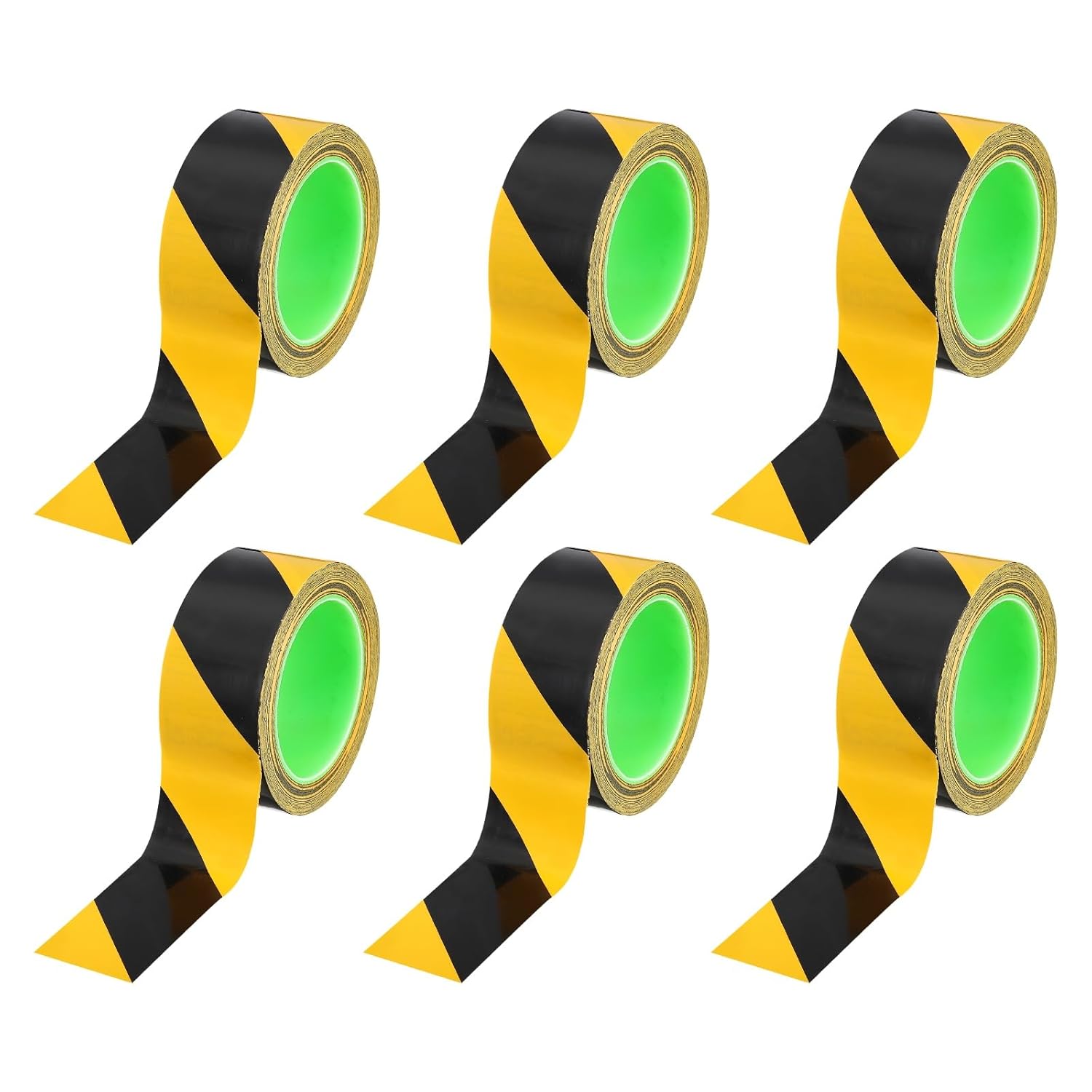 PATIKIL Floor Marking Tape 2 Inch x 110 Ft, 6 Pcs Self-Adhesive Warning Safety Tape Caution Stripe for Walls Floors Pipes Equipment Outdoor, Black/Yellow