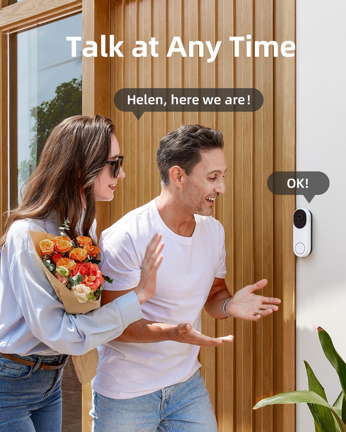 Noorio 3K Smart Video Doorbell Wireless, 5MP Battery-Powered Security Camera with Chime, 180-Day Battery Life, AI Package/Human Detection, 2-Way Talk, No Monthly Fee, Compatible with Alexa