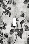 Decorative Light Switch Cover Black Breezy Watercolor Garden Floral 1 Gang Single Toggle Device Electrical Faceplate Switchplates Decorator Outlet Wall Plate for Bedroom Home Decor
