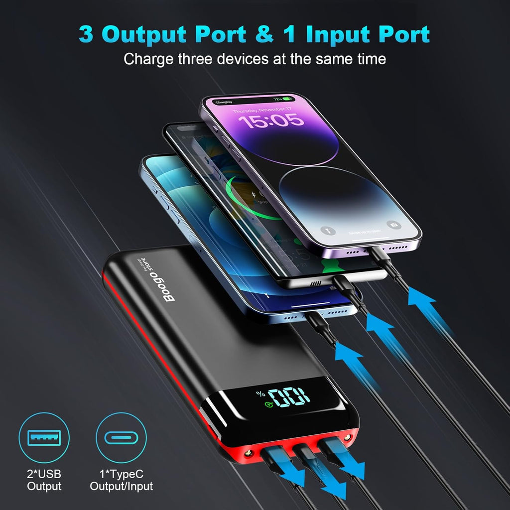 Portable Charger Power Bank 52800mAh Powerbank PD 30W and QC 4.0 Fast Charging Built-in Bright Flashlight LED Display 2 USB 1Type-C Output External Battery Pack for iPhone,Samsung