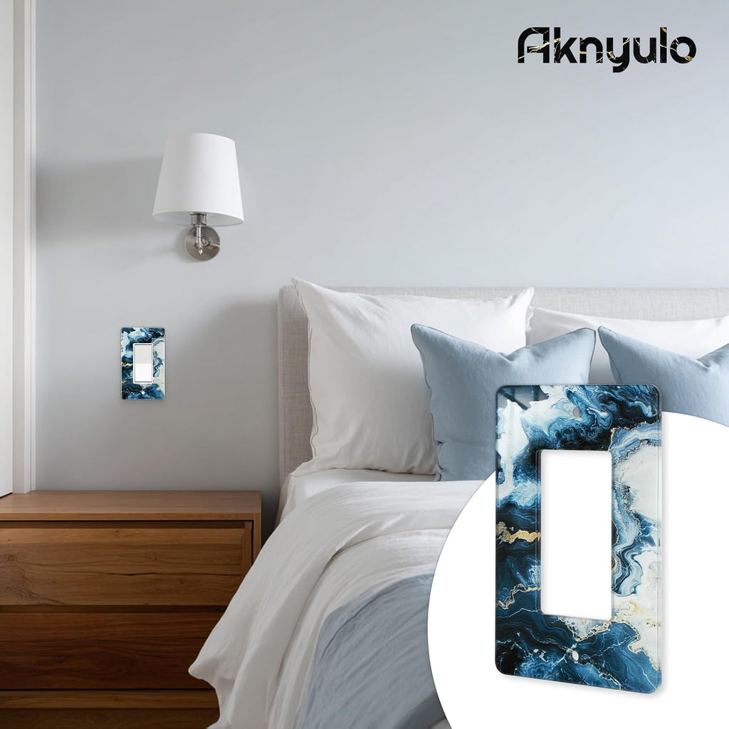 Art Light Switch Covers Luxurious Blue and Gold Marble Acrylic Switch Light Cover Switch Light Cover Durable Decorative Outlet Covers Switch Plates And Outlet Covers