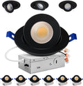 Adetu 4 inch 5CCT Gimbal Black Led Recessed Lights, 360°+90° Adjustable Directional Recessed Lighting, 2700K/3000K/3500K/4000K/5000K Dimmable Retrofit Eyeball Can Lights with Jbox, ETL（Black, 6 Pack）