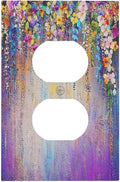 Colorful Country Flower Wildflower Floral Outlet Covers 1 Gang Duplex Light Switch Cover Decorative Switch Plates Electrical Receptacle Faceplate Wall Plate For Bed Room Living Room Decor