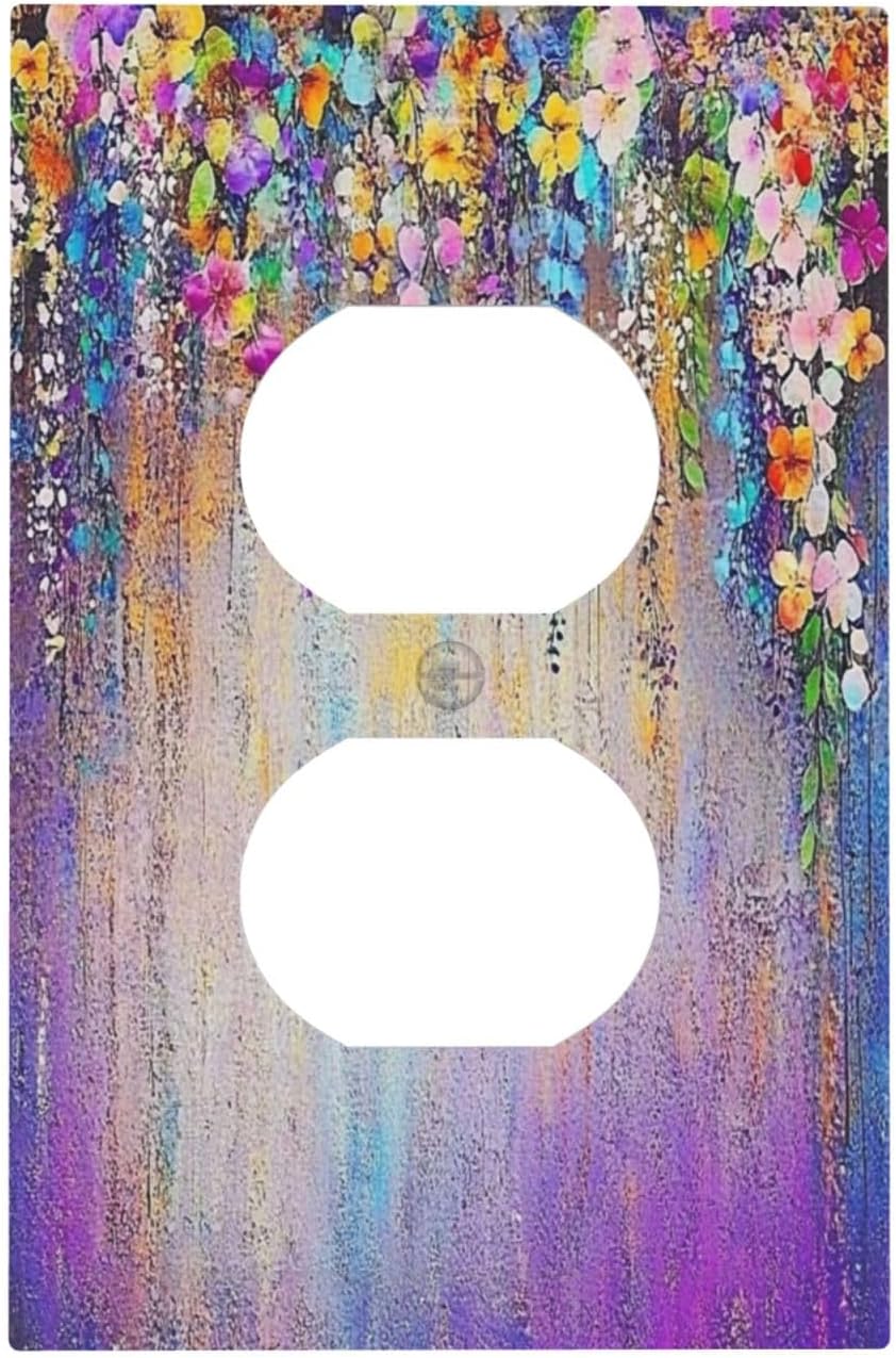 Colorful Country Flower Wildflower Floral Outlet Covers 1 Gang Duplex Light Switch Cover Decorative Switch Plates Electrical Receptacle Faceplate Wall Plate For Bed Room Living Room Decor