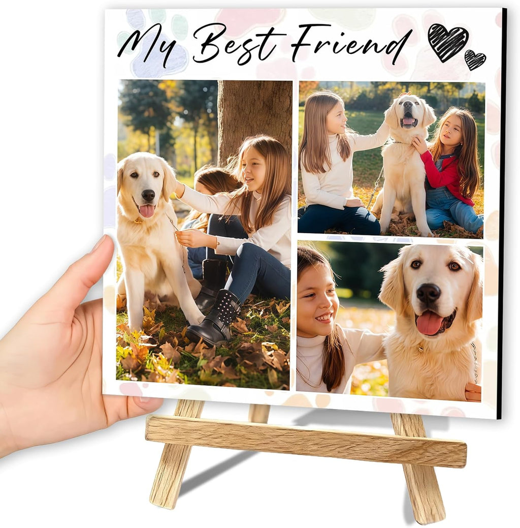 Custom Photo Frame with Stand, Personalized Picture Display, MDF and Wood Construction, Desktop Decor, Multiple Designs, Customizable Gift for Family and Friends