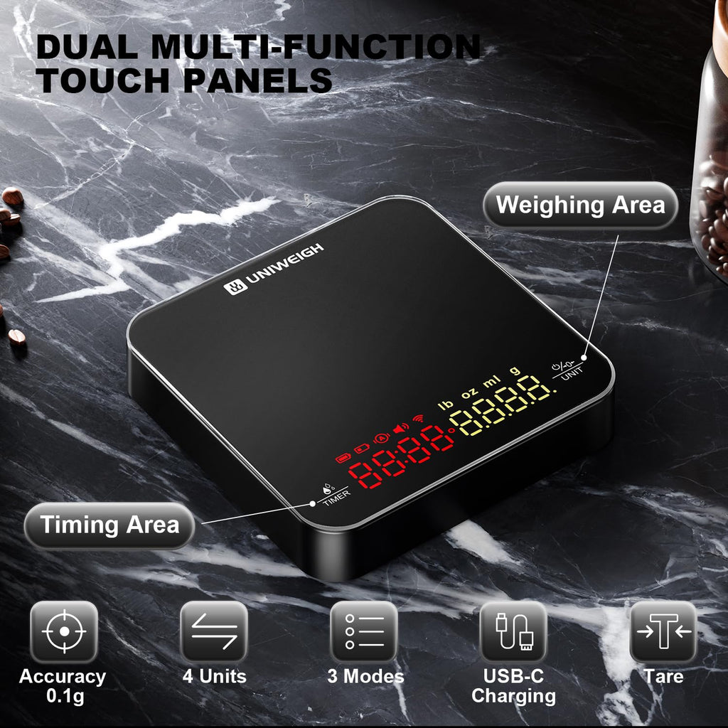 Mini Coffee Scale with Timer,Rechargeable Espresso Scale,2kg/0.1g Precision Scale for Espresso and Pour-Over Coffee, Portable Digital Kitchen Scale with Automatic Timing,Black
