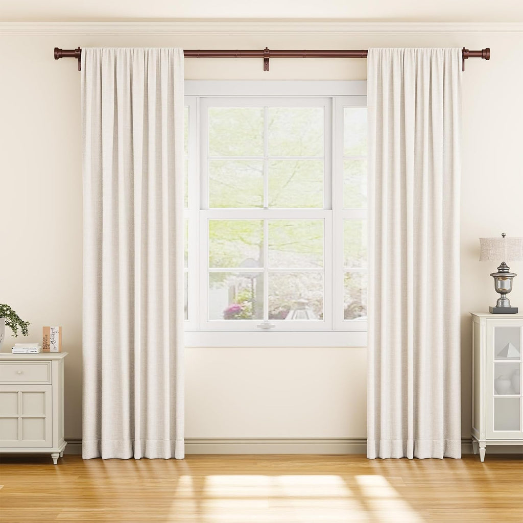 Yafex Curtain Rod 2 Pack 32-118 Inch, Heavy Duty 1 Inch Curtain Rod, Antique Bronze Long Adjustable Window Treatment Rods,Modern Design, Easy Installation