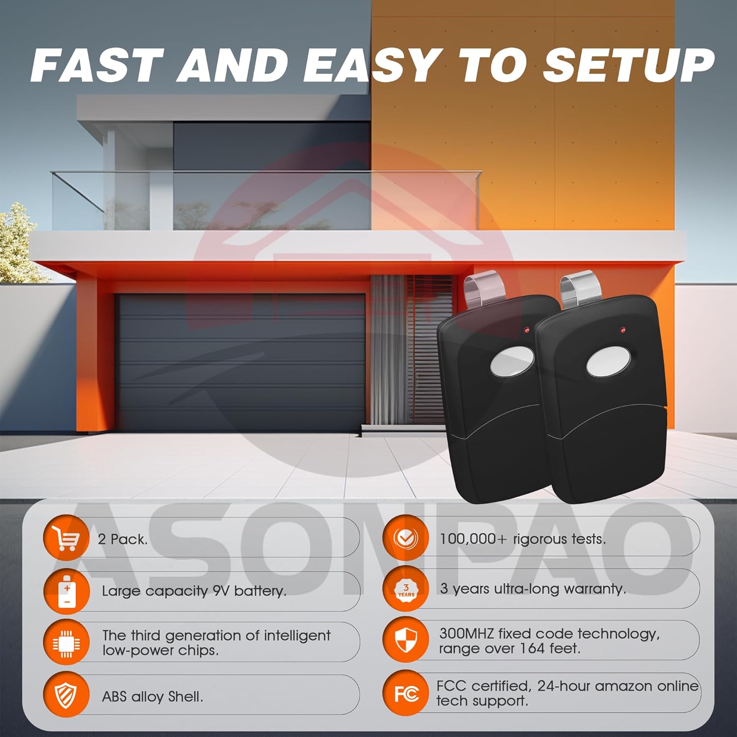2 X Multicode Linear 308911, 10 dip Switch Gate Opener Remote 300MHz, Multi Code Garage Door Opener Remote, 3-Year-Warranty
