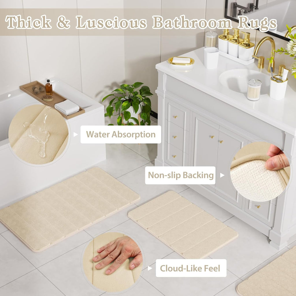Bathroom Sets with Shower Curtain and Rugs, 27PC Bathroom Accessory Set, White Bathroom Set, White Bathroom Accessories Set with Trash Can, Toilet Brush and Soap Dispensers