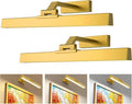 Picture Lights for Wall, Battery Operated Picture Light 16in Gallery Light for Paintings CCT Dimmable Recharging Battery Wall Light with Remote Control for Living Room Gallery Dartboard Art 2PCS
