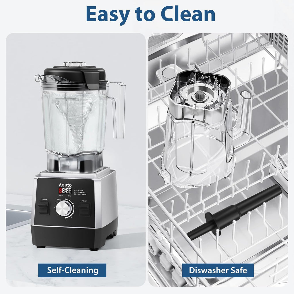 Aeitto Blenders for Kitchen with 68Oz. Large Capacity, 1800W Max Power Smoothie blender, 3 Preset Programs & 7 Speeds, Professional Countertop Blender for Smoothies, Frozen Drinks, Generation2 Black