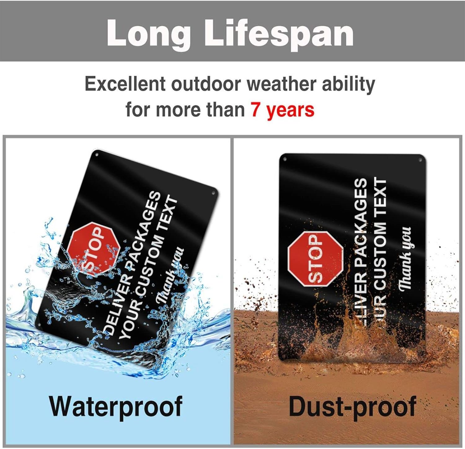 Custom Package Delivery Signs Outdoor - 12 x 8 Personalized Aluminum Rust-Proof Metal Signs Warning Caution Safety Stop Signs for Home Business (STOP SIGNS)