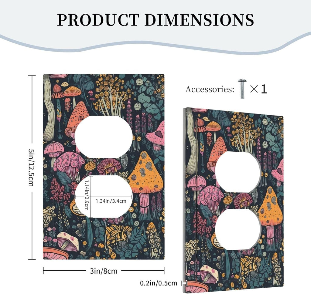 Decorative Light Switch Cover Multicolored Mushrooms Colorful Plant Single Rocker Personalized Wall Plate Switchplate 1 Gang Outlet Covers Decora Light Switch Plate for Home Decor