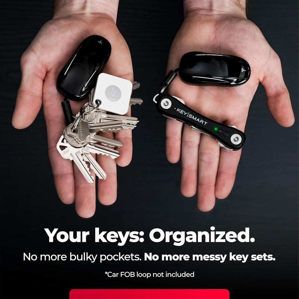 KeySmart iPro Key Finder Locator with Sound - Keychain Key Holder, Apple Find My App Compatible, Key Organizer, Compact Clutter-Free Key Chain Tracker, Tech Gifts for Men (Up to 14 Keys, Black)